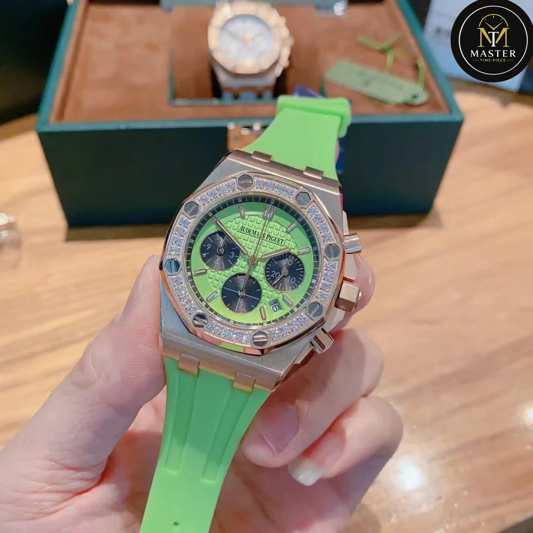 AP Audemars Piguet Green Rubber Strap Ladies Chronograph – 42mm