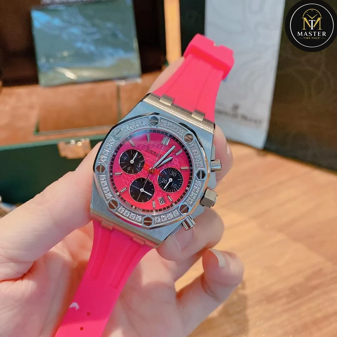AP Audemars Piguet Pink Rubber Strap Ladies Chronograph – 42mm vue 5