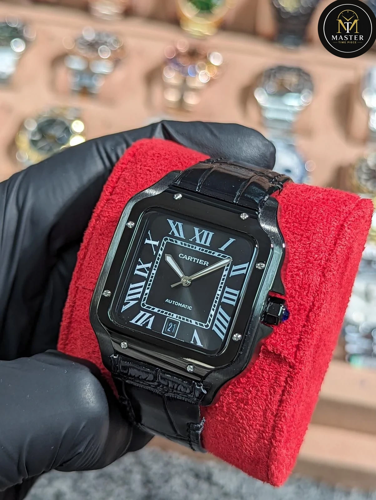 Santos Black Automatic Movement – 40mm vue 4