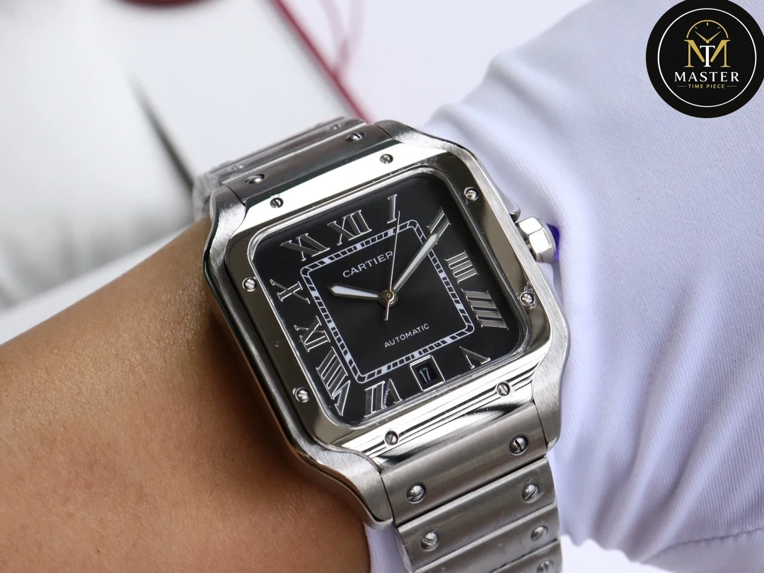 Santos Black dial Automatic Movement – 40mm vue 5