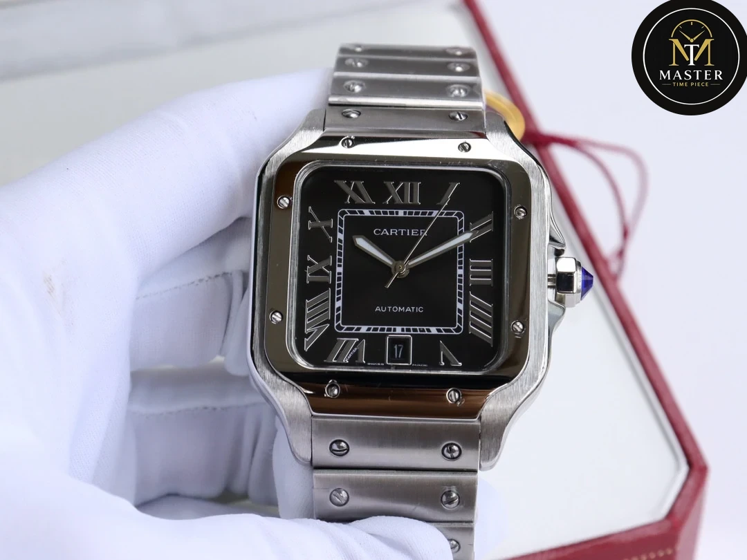 Santos Black dial Automatic Movement – 40mm vue 6