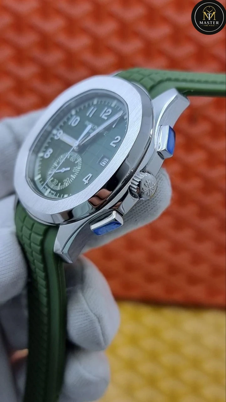Green rubber strap Automatic- 40mm vue 2