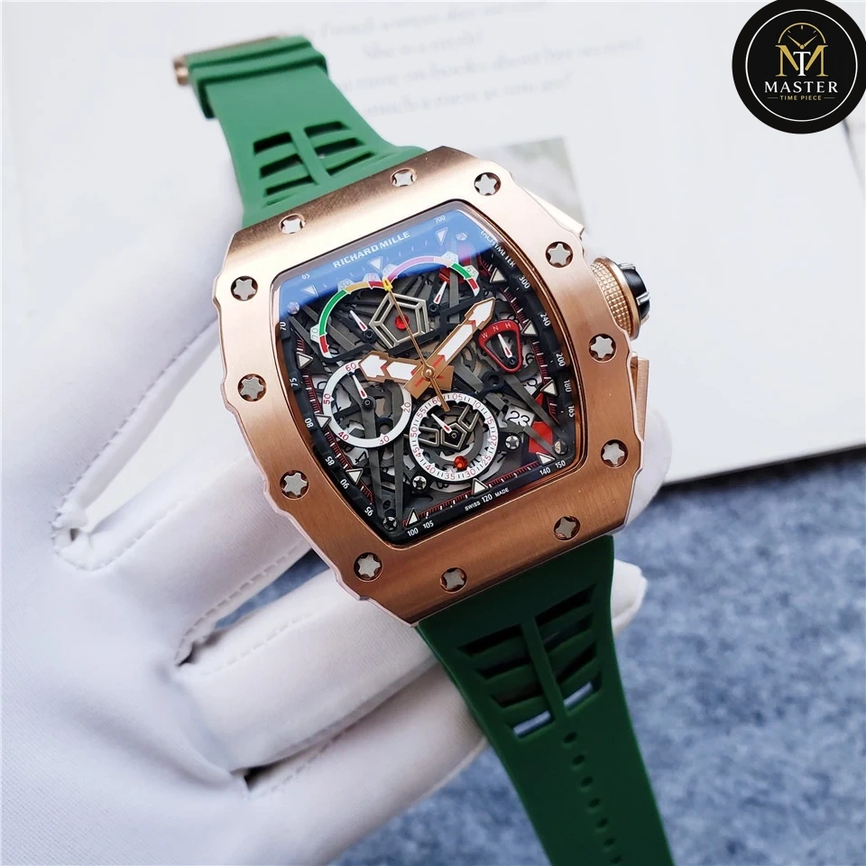 Automatic Movement Green Rubber strap RM vue 2