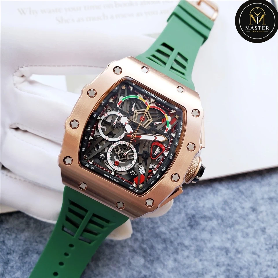Automatic Movement Green Rubber strap RM vue 3