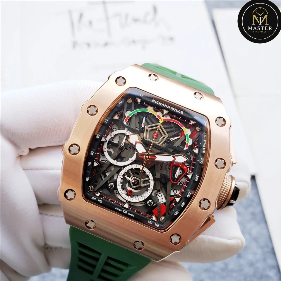 Automatic Movement Green Rubber strap RM vue 5