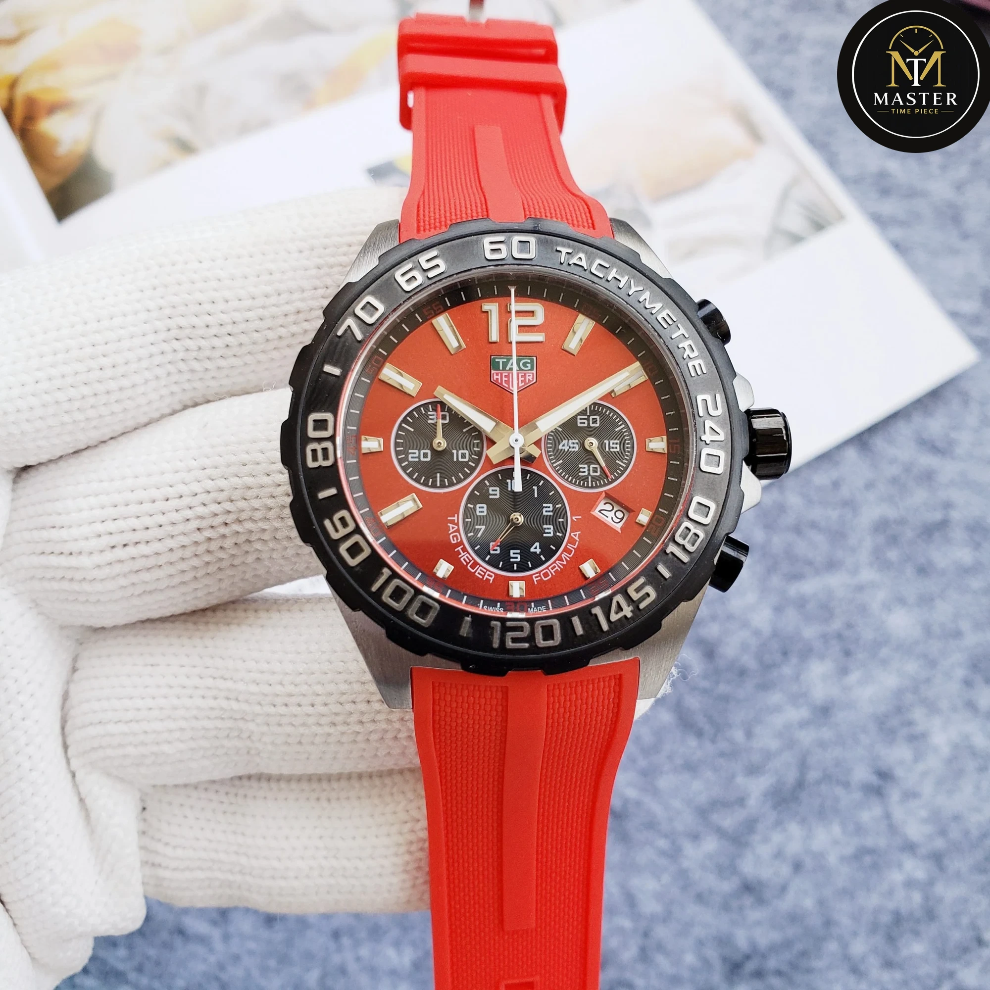 F1 Red Rubber Strap Chronograph- 43mm