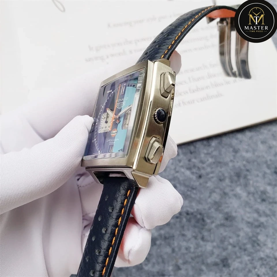 Monaco Black Leather Strap- 39mm vue 3